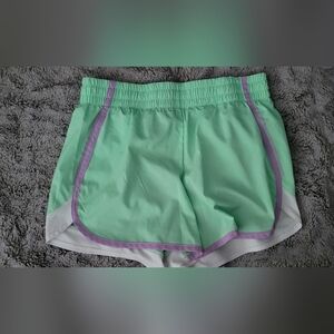 Kids Mint Green Shorts with Purple Trim